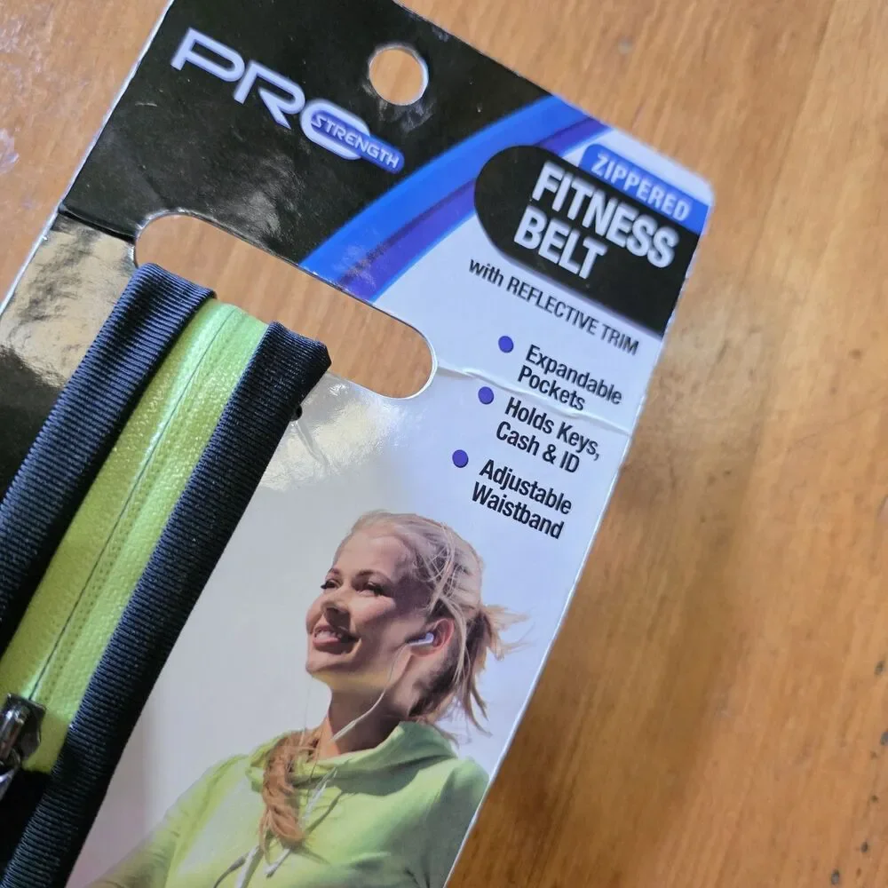 Pro Strength Zippered Fitness Belt with Reflective Trim NEW Unisex Black Neon